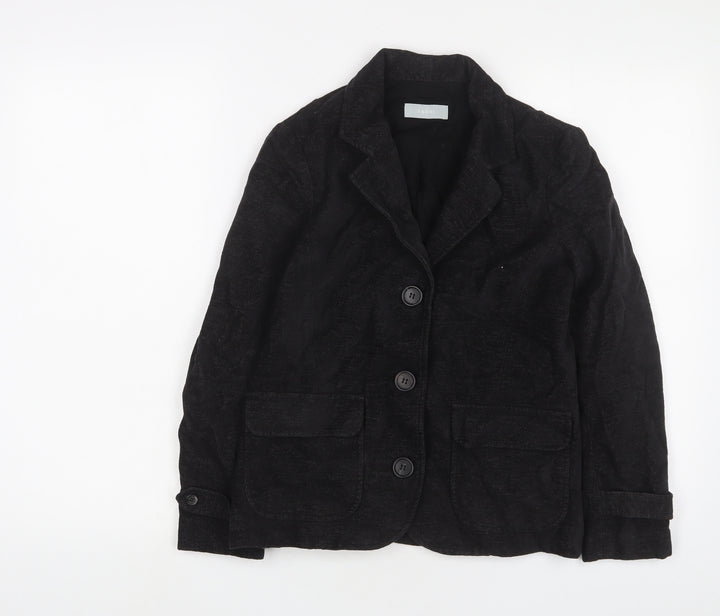 NICOLE FARHI Womens Black Jacket Blazer Size 8 Button