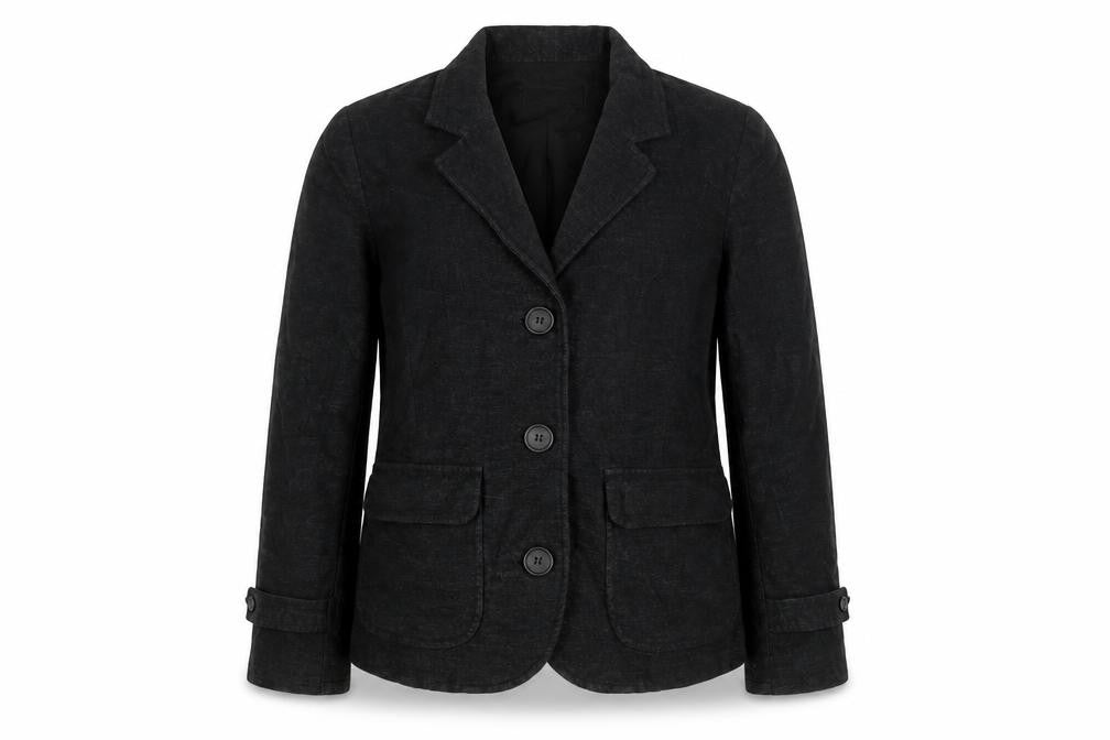Front view of Nicole Farhi women’s black jacket blazer, size UK 8, button