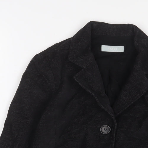NICOLE FARHI Womens Black Jacket Blazer Size 8 Button