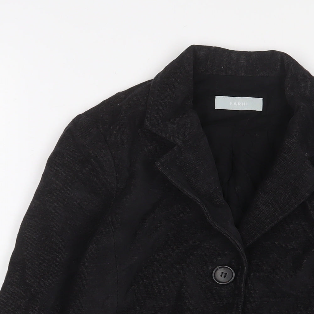 NICOLE FARHI Womens Black Jacket Blazer Size 8 Button