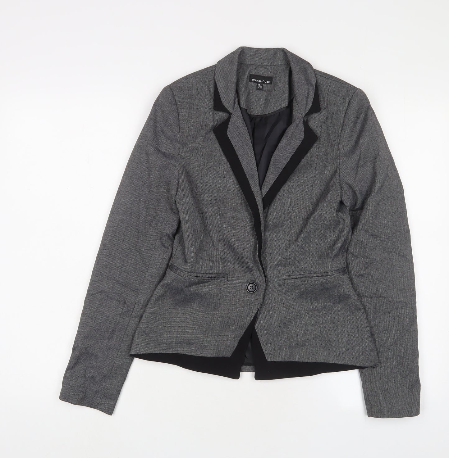 Warehouse Womens Grey Jacket Blazer Size 6 Button