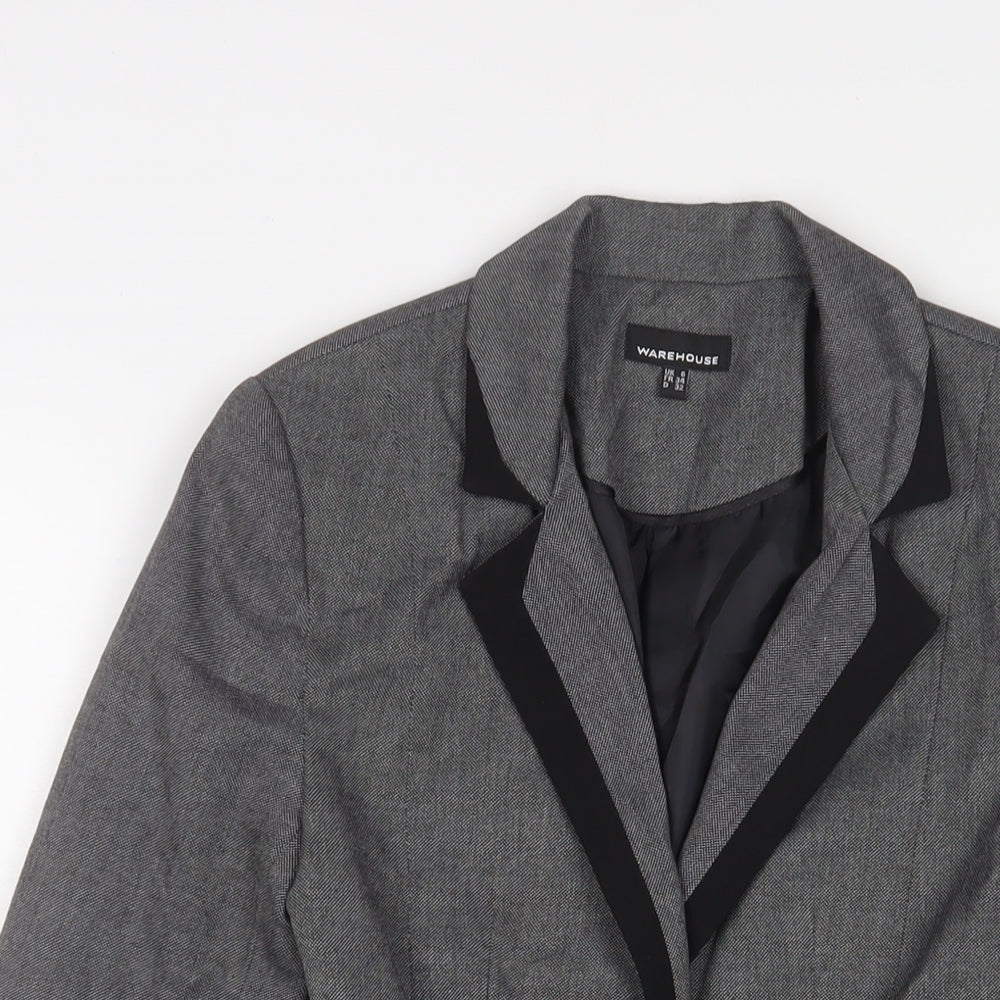Warehouse Womens Grey Jacket Blazer Size 6 Button