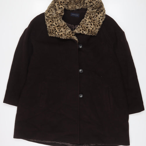 Windsmoor Womens Brown Overcoat Coat Size 16 Button - Fur trim