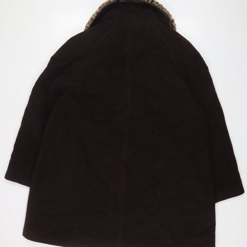 Windsmoor Womens Brown Overcoat Coat Size 16 Button - Fur trim