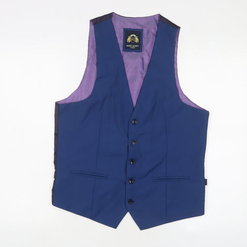 Marc Darcy Mens Blue Polyester Jacket Suit Waistcoat Size 40 Regular