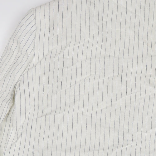 Mango Womens White Striped Jacket Blazer Size M Button