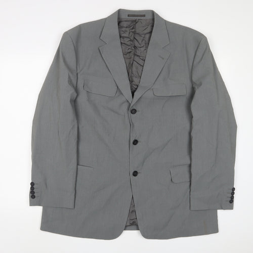C&A Mens Grey Polyester Jacket Suit Jacket Size 44 Regular