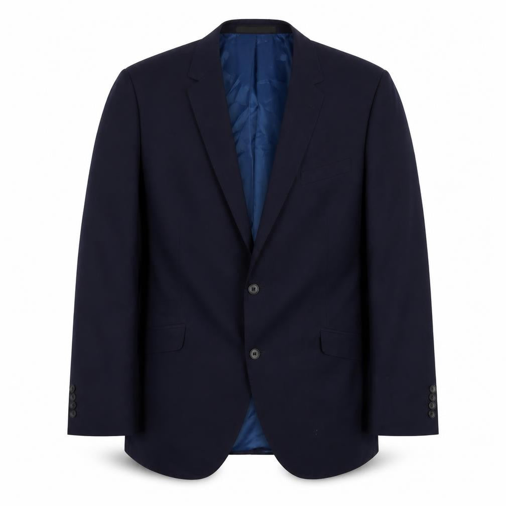 Front view of Autograph men’s blue wool jacket suit jacket, size 46, regular