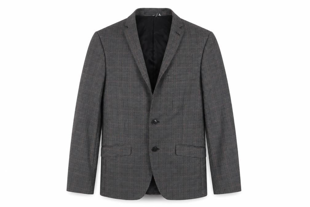 Limehaus Mens Grey Plaid Polyester Jacket Suit Jacket Size 36 Regular