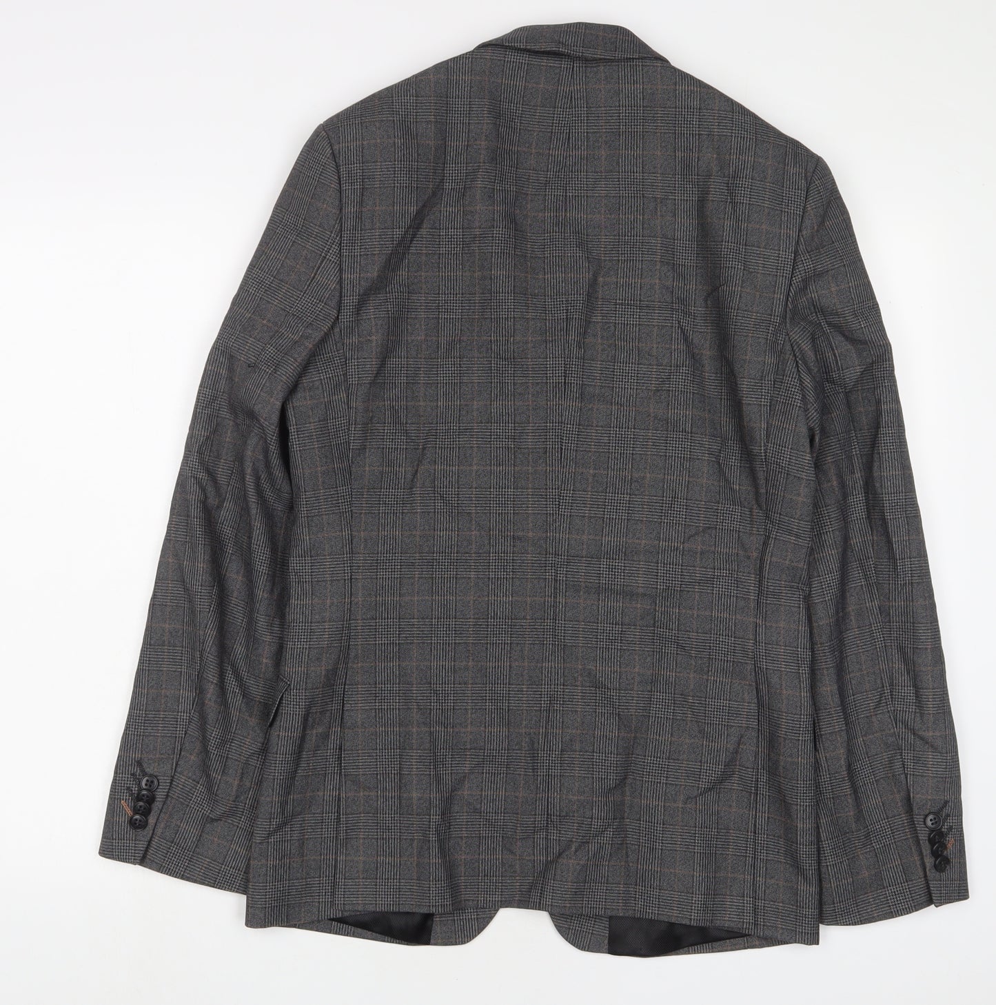Limehaus Mens Grey Plaid Polyester Jacket Suit Jacket Size 36 Regular