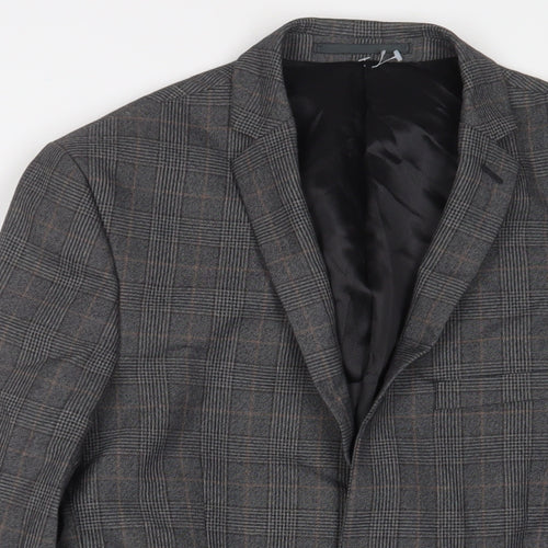 Limehaus Mens Grey Plaid Polyester Jacket Suit Jacket Size 36 Regular