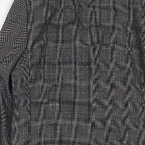 Limehaus Mens Grey Plaid Polyester Jacket Suit Jacket Size 36 Regular