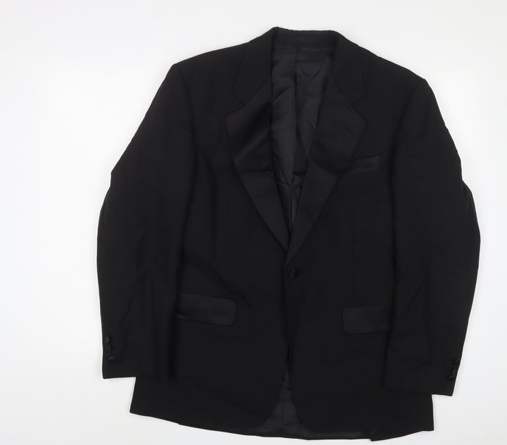 Greenwoods Mens Black Wool Jacket Suit Jacket Size 38 Regular