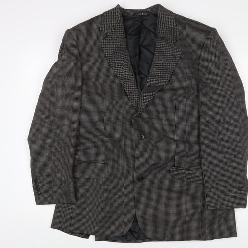Greensmith & Sons Mens Black Herringbone Wool Jacket Suit Jacket Size 42 Regular - Shoulder Pads