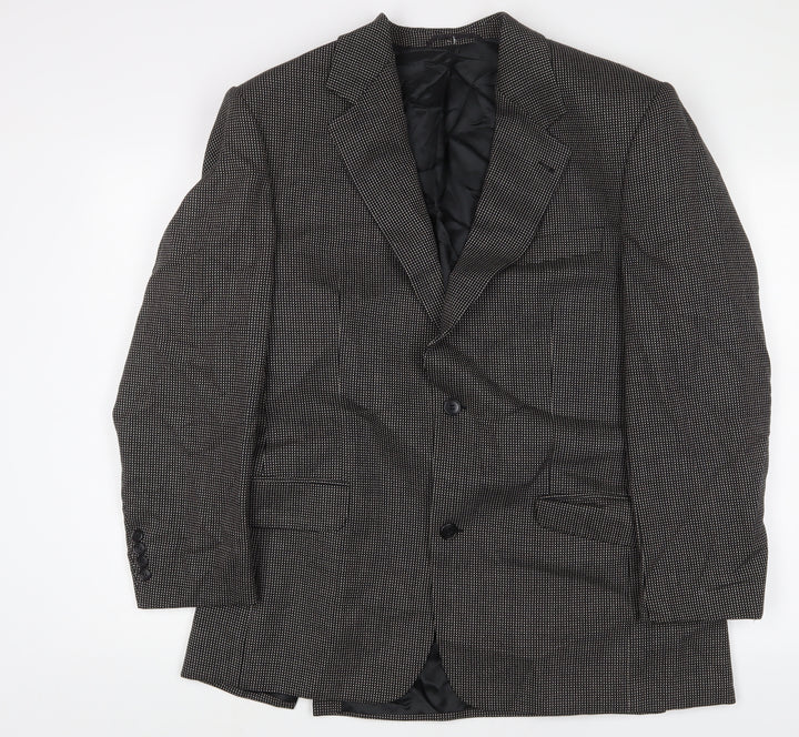 Greensmith & Sons Mens Black Herringbone Wool Jacket Suit Jacket Size 42 Regular - Shoulder Pads