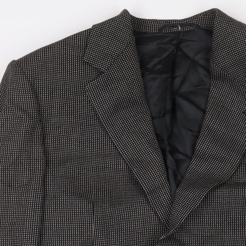 Greensmith & Sons Mens Black Herringbone Wool Jacket Suit Jacket Size 42 Regular - Shoulder Pads
