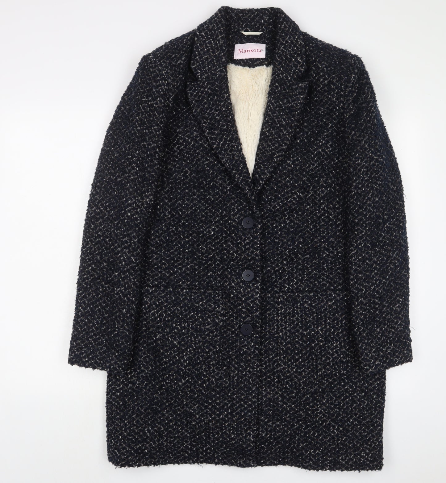 MARISOTA Womens Blue Overcoat Coat Size 12 Button