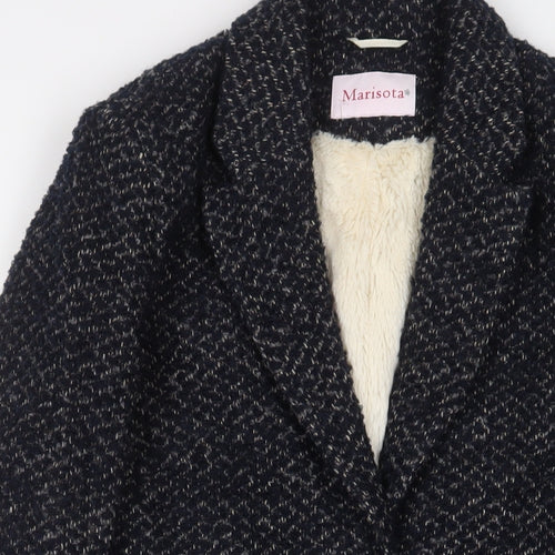 MARISOTA Womens Blue Overcoat Coat Size 12 Button