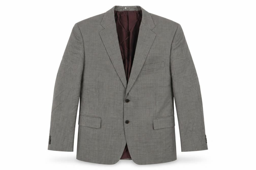 Front view of Marks & Spencer men’s grey wool jacket suit jacket, size 46, regular