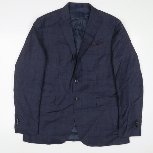 Mango Mens Blue Polyester Jacket Suit Jacket Size 44 Regular