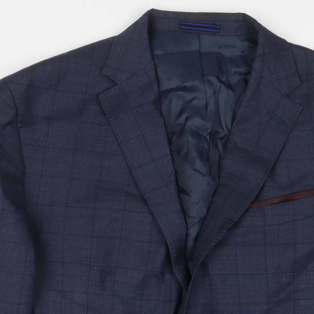 Mango Mens Blue Polyester Jacket Suit Jacket Size 44 Regular