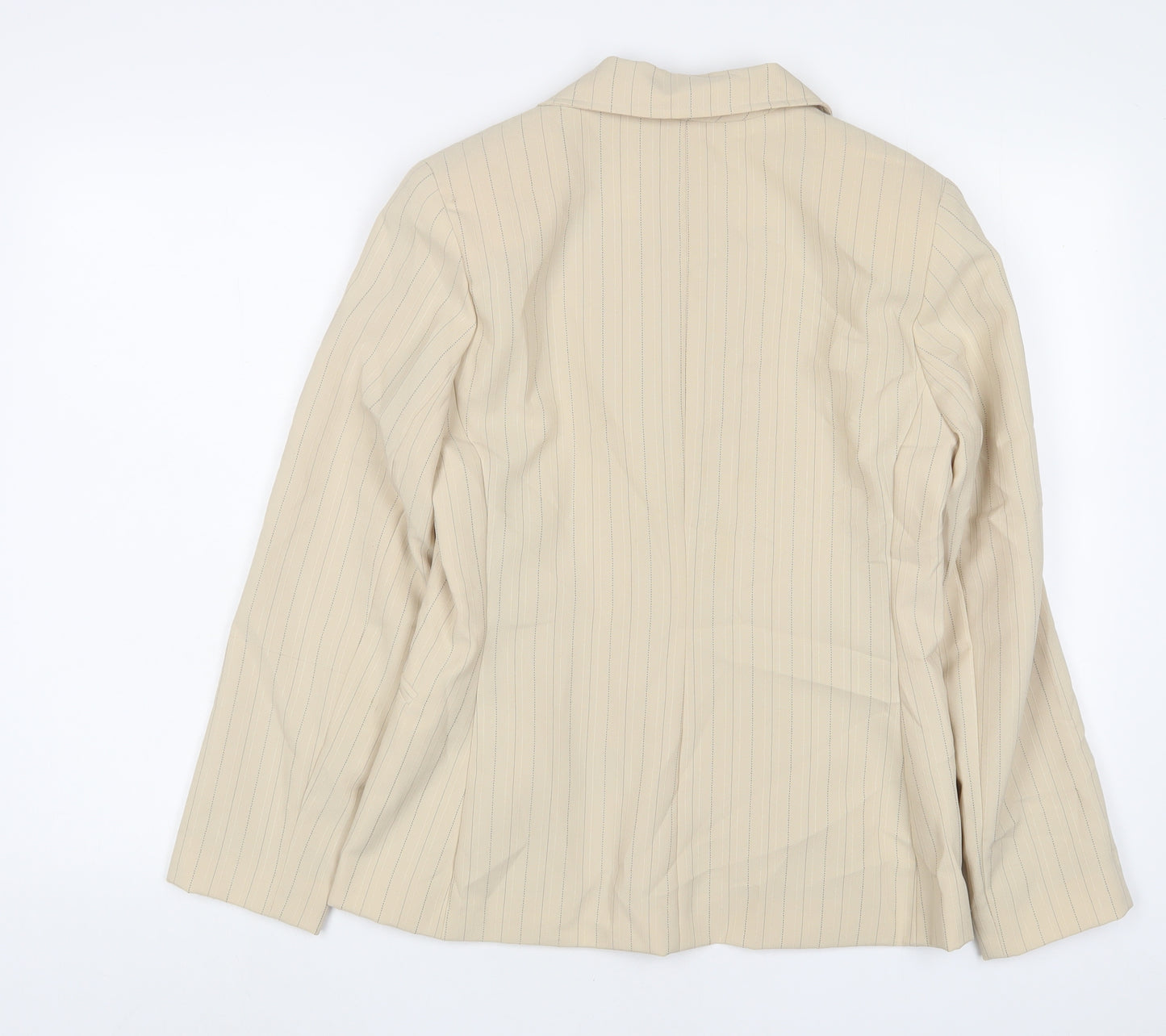 Essential Womens Beige Striped Jacket Blazer Size 12 Button