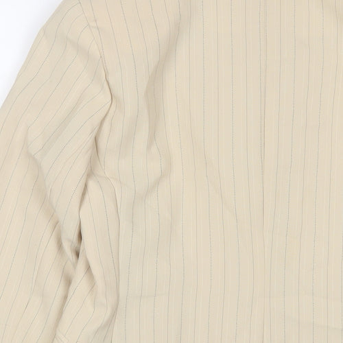Essential Womens Beige Striped Jacket Blazer Size 12 Button