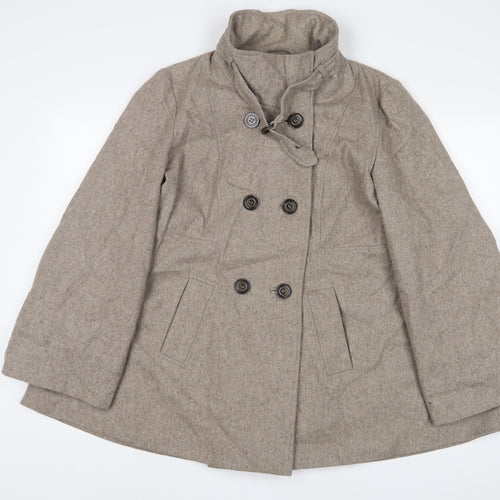 Dorothy Perkins Womens Beige Overcoat Coat Size 14 Button