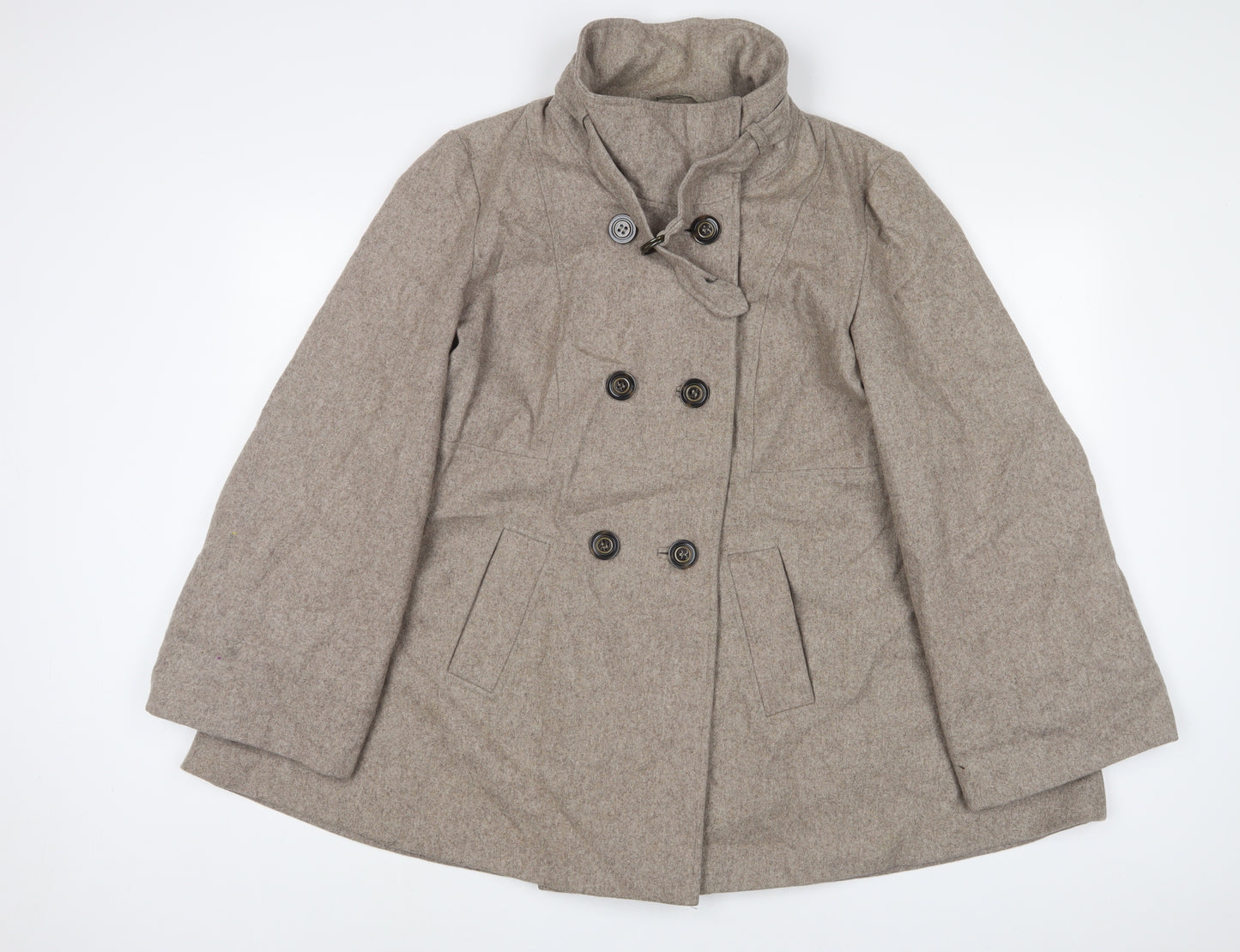 Dorothy Perkins Womens Beige Overcoat Coat Size 14 Button