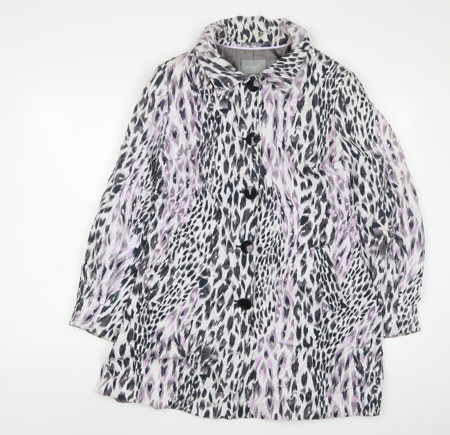 Per Una Womens Purple Animal Print Jacket Size 14 Button
