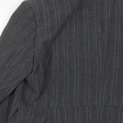 Marks and Spencer Womens Grey Striped Jacket Blazer Size 14 Button