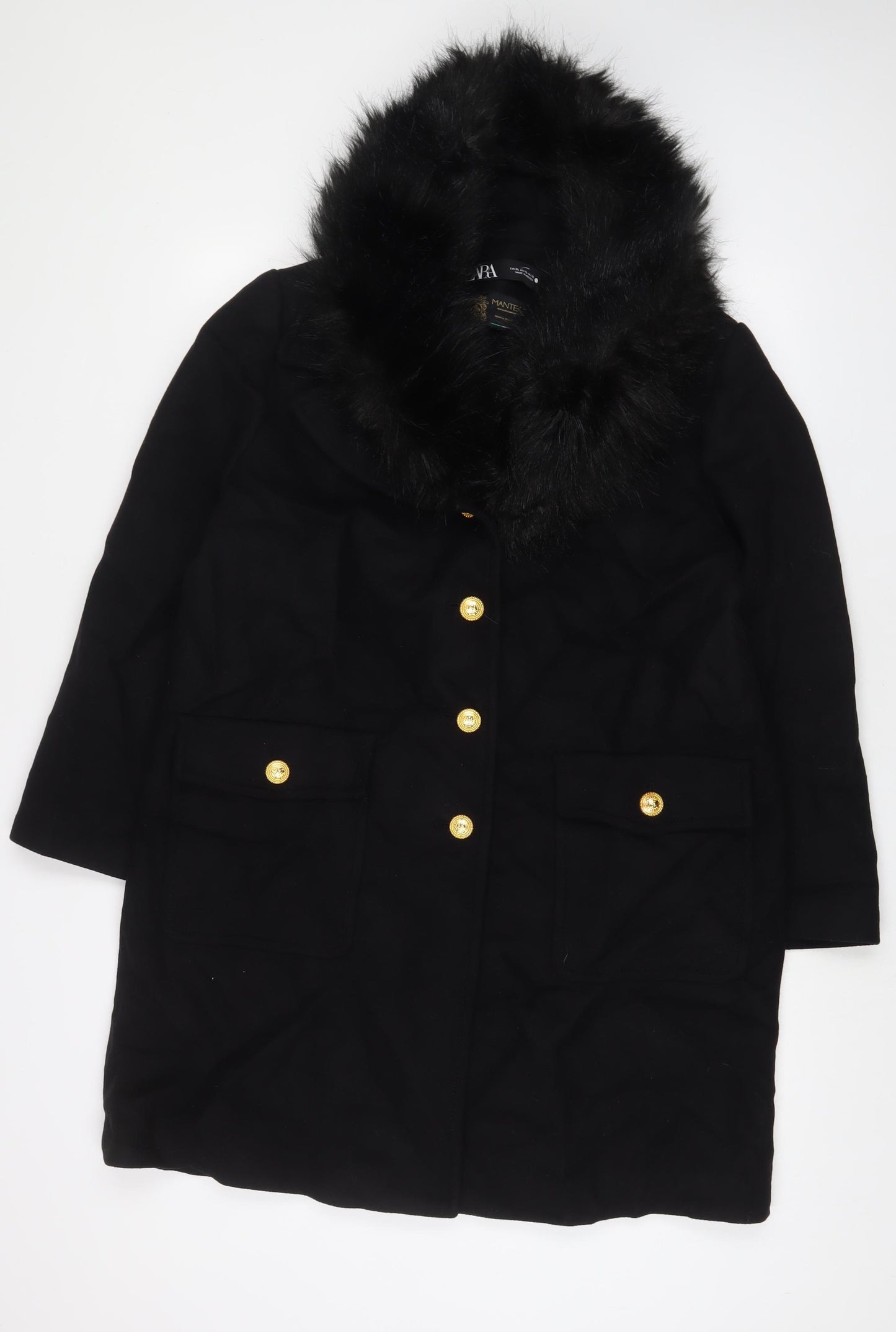 Zara Womens Black Jacket Coat Size XL Button