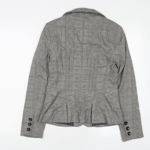 NEXT Womens Grey Plaid Jacket Blazer Size 8 Button