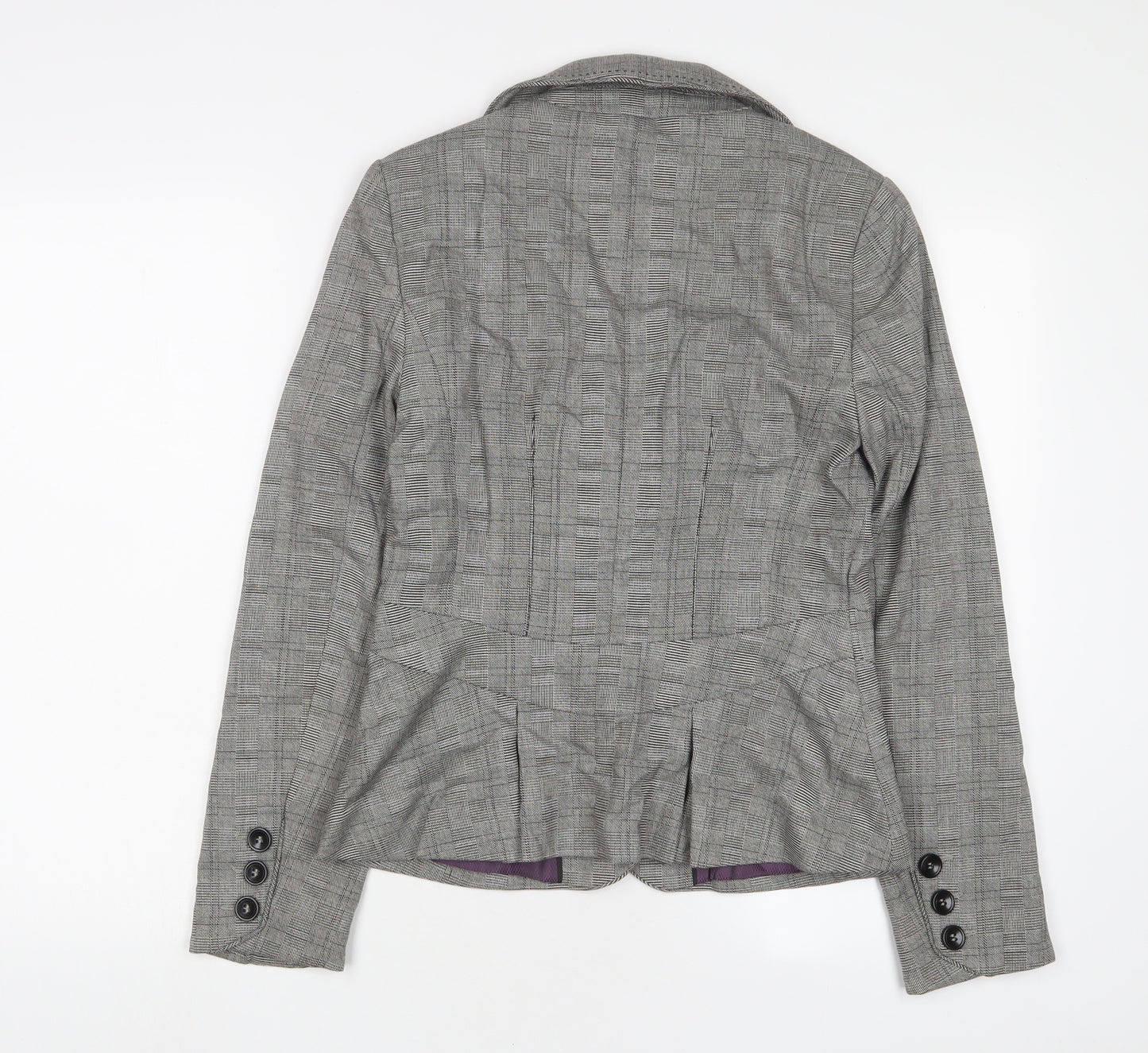 NEXT Womens Grey Plaid Jacket Blazer Size 8 Button