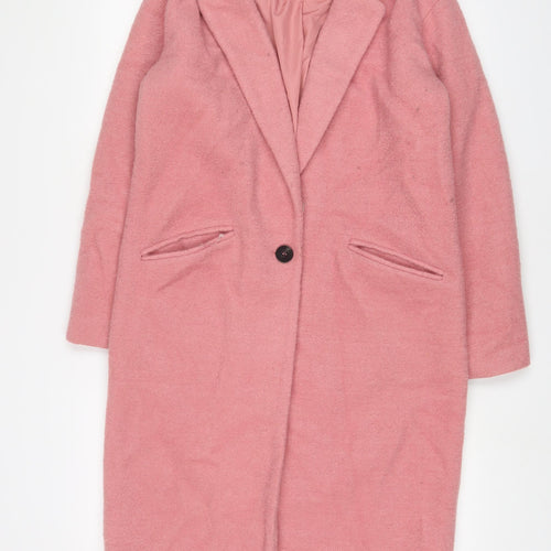 NEXT Womens Pink Overcoat Coat Size 10 Button