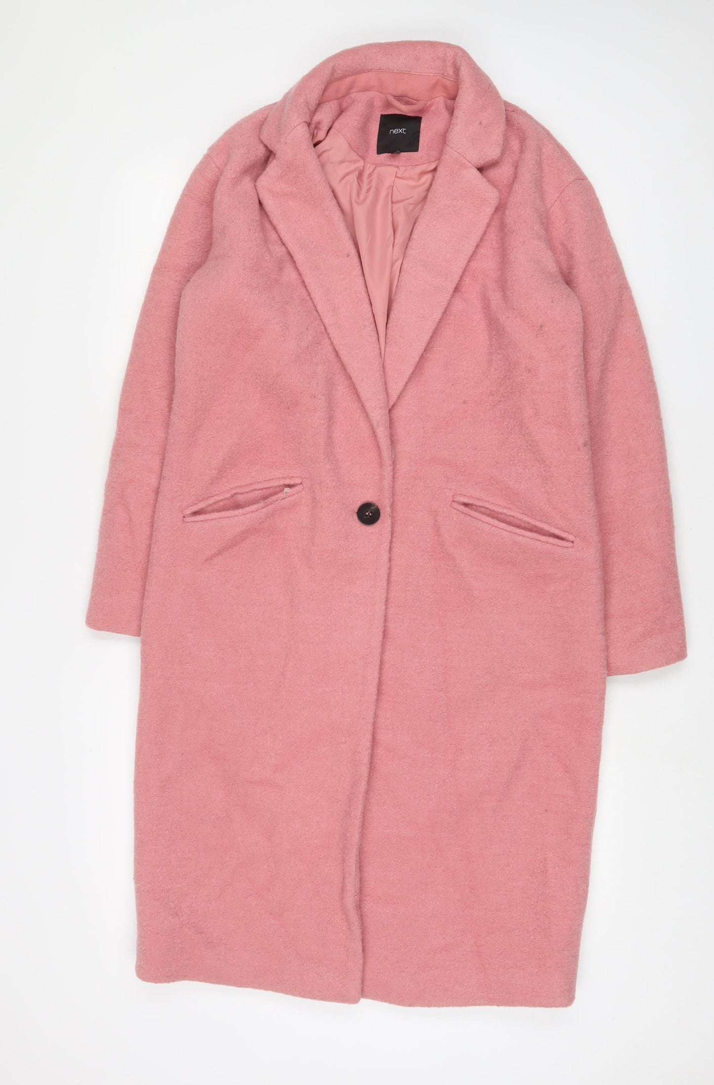 NEXT Womens Pink Overcoat Coat Size 10 Button