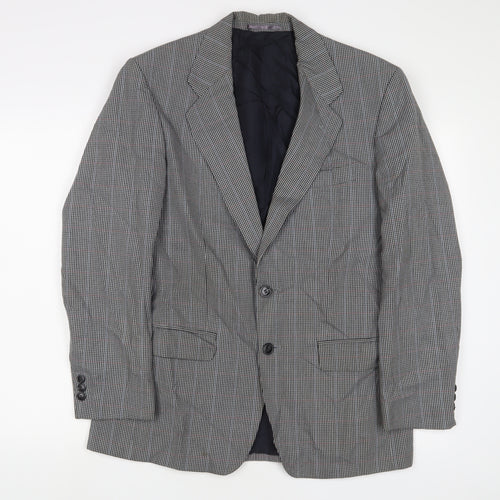St Michael Mens Grey Plaid Polyester Jacket Suit Jacket Size 38 Regular