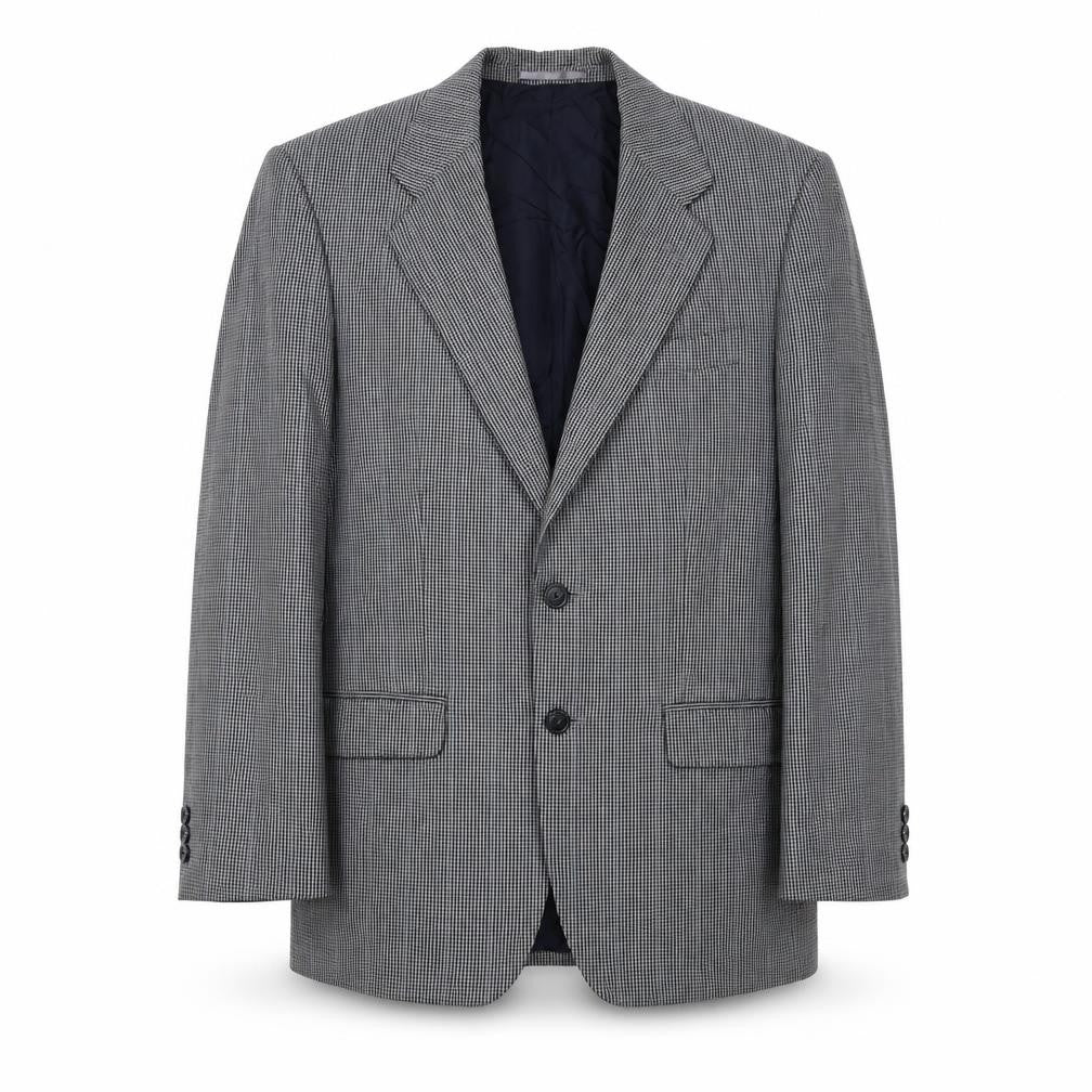 St Michael Mens Grey Plaid Polyester Jacket Suit Jacket Size 38 Regular