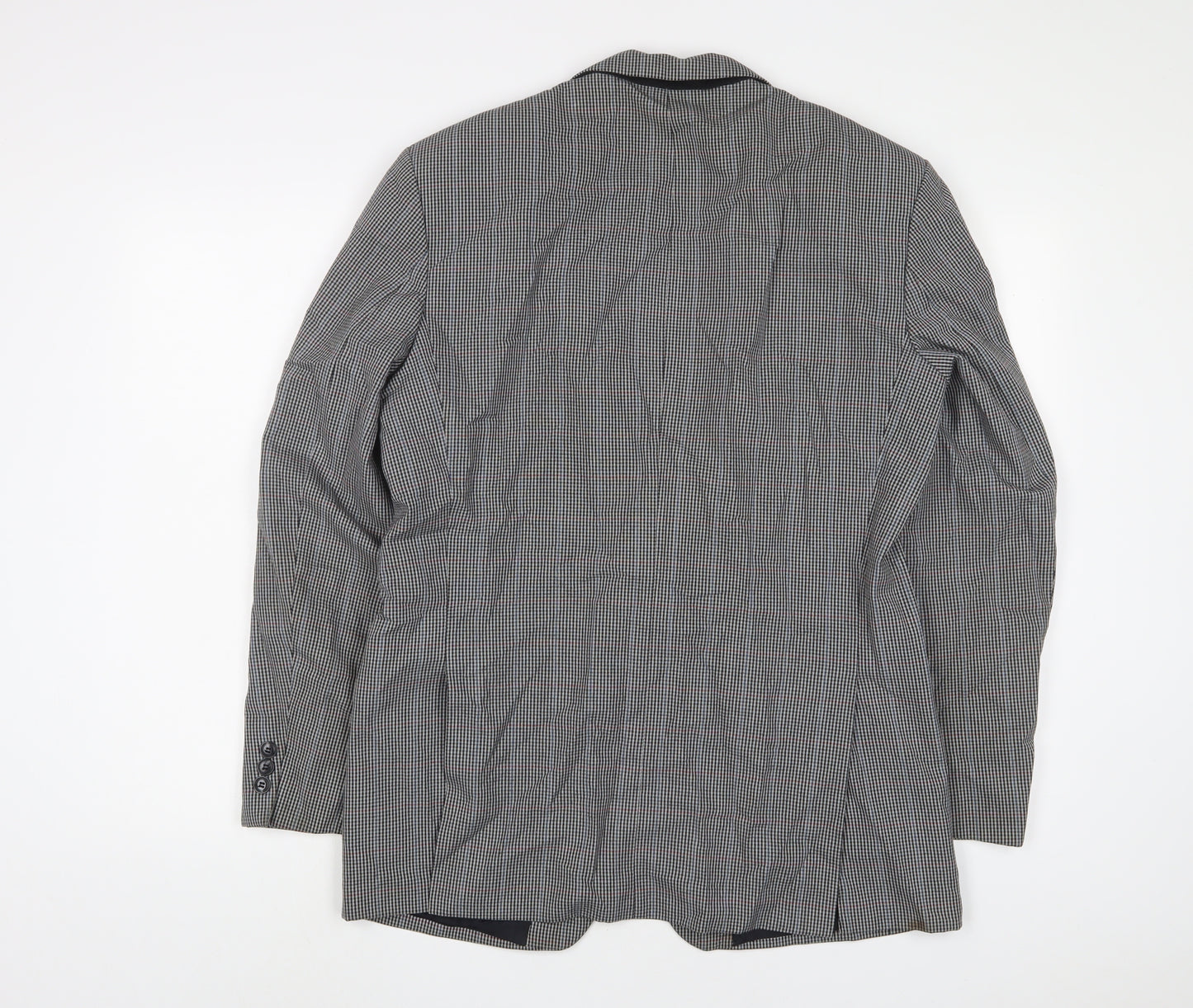St Michael Mens Grey Plaid Polyester Jacket Suit Jacket Size 38 Regular