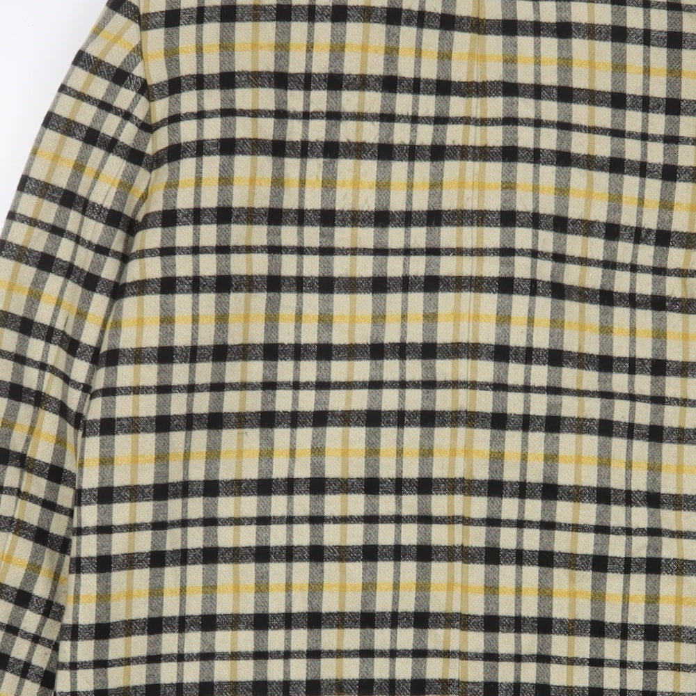 Zara Womens Yellow Plaid Overcoat Coat Size S Button