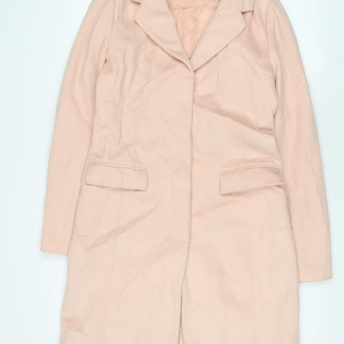 VILA Womens Pink Overcoat Coat Size S Button