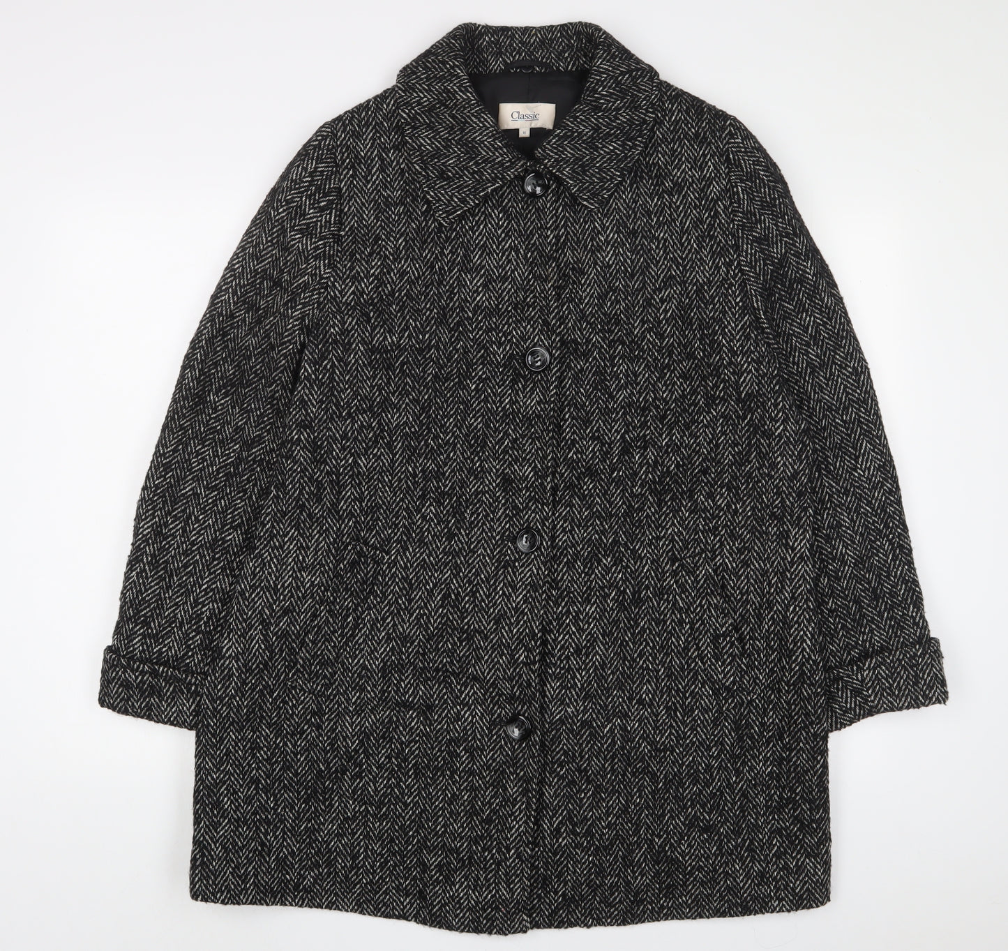 Classic Womens Grey Jacket Coat Size 16 Button