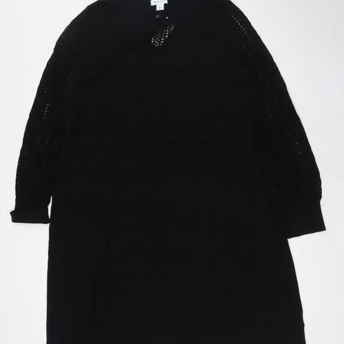 Wallis Womens Black Viscose A-Line Size XL Crew Neck