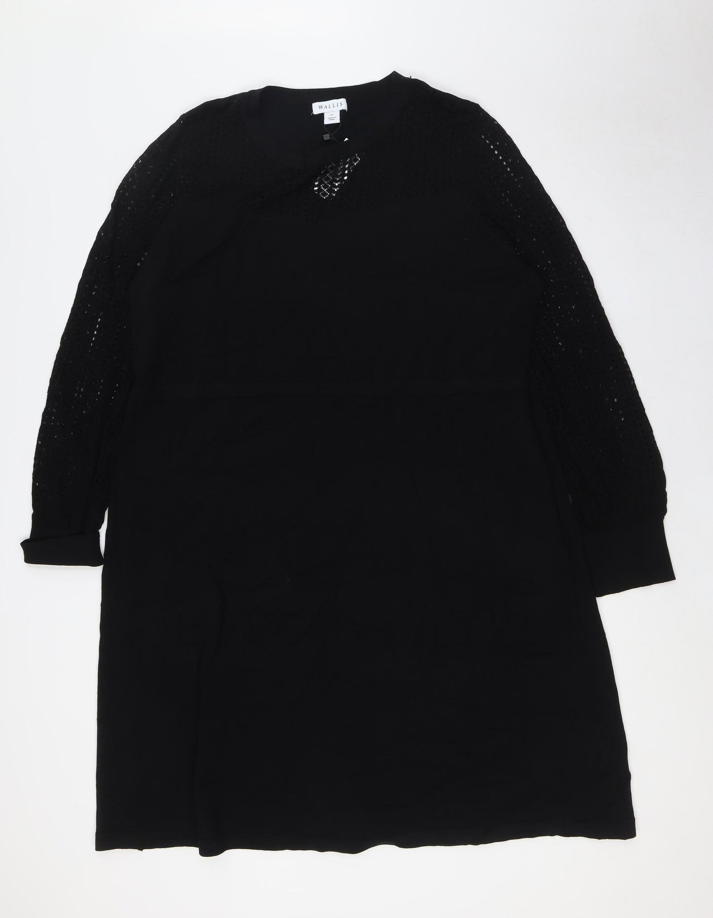 Wallis Womens Black Viscose A-Line Size XL Crew Neck