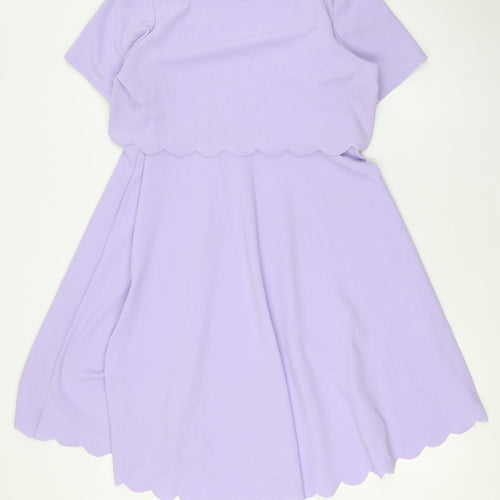 Boohoo Womens Purple Polyester A-Line Size 12 Round Neck