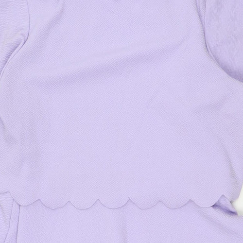 Boohoo Womens Purple Polyester A-Line Size 12 Round Neck