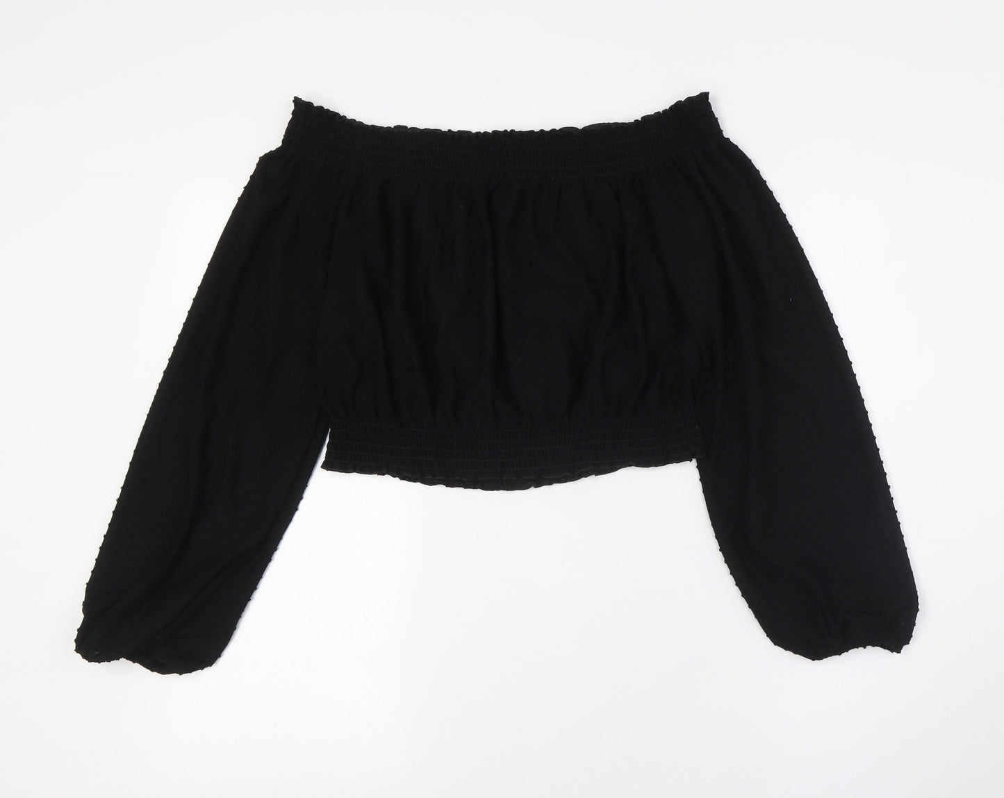 Divided by H&M Womens Black Polyester Basic Button-Up Size M Off the Shoulder