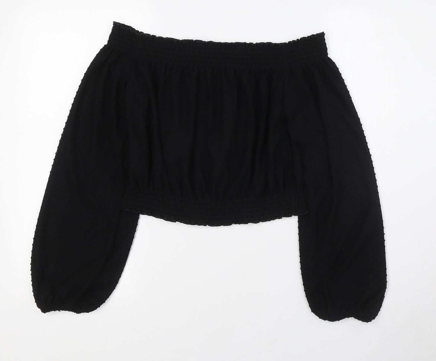 Divided by H&M Womens Black Polyester Basic Button-Up Size M Off the Shoulder