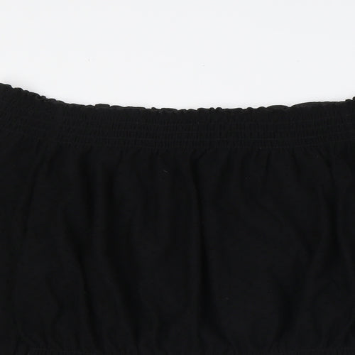 Divided by H&M Womens Black Polyester Basic Button-Up Size M Off the Shoulder