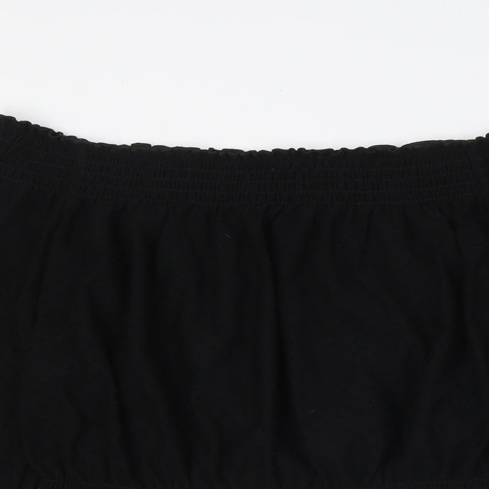 Divided by H&M Womens Black Polyester Basic Button-Up Size M Off the Shoulder